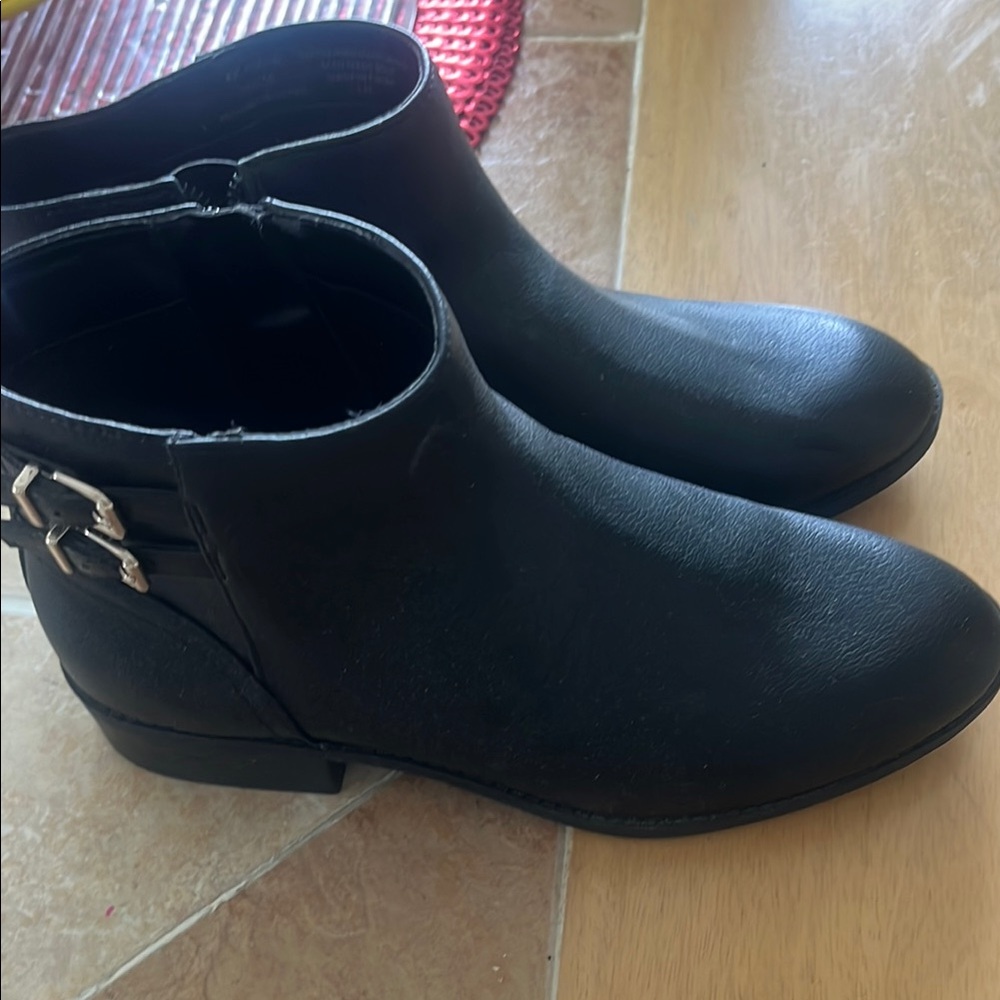Kelly & Katie Black Ankle Booties with Silver Buckle